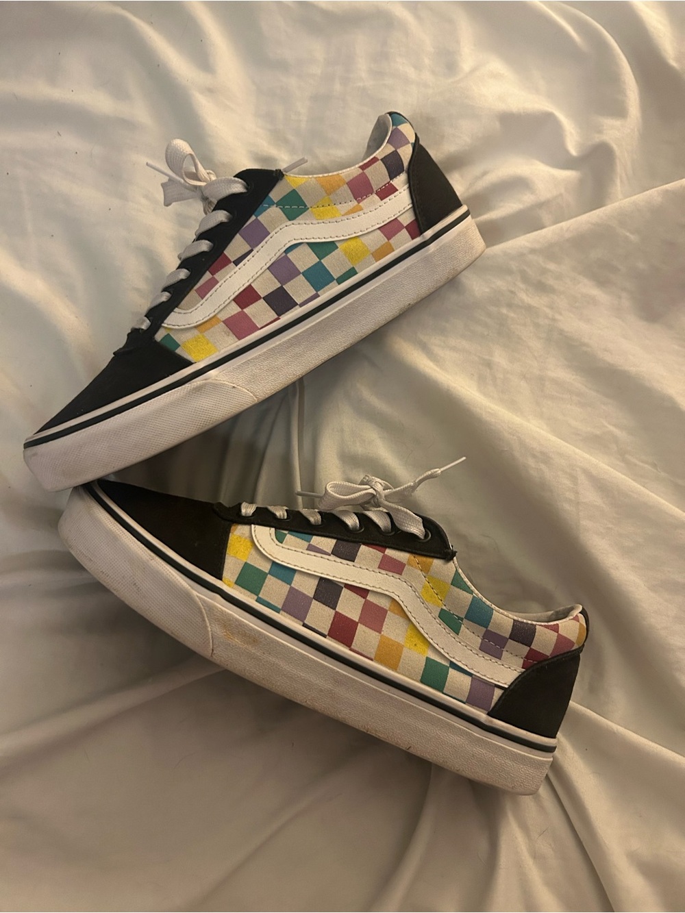 Vans Old Skool rainbow checkered skate shoes